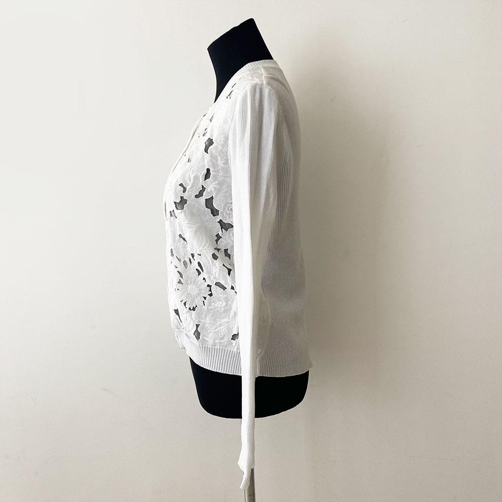Valentino white knitted floral button down cardigan - BOPF | Business of Preloved Fashion