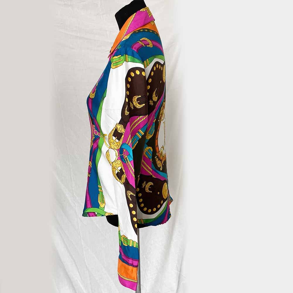 Versace Printed Long Sleeve Silk Blouse - BOPF | Business of Preloved Fashion