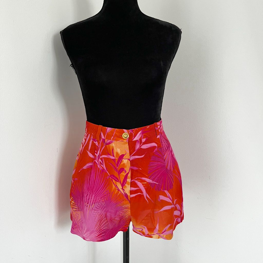 Versace Red Floral Print Shorts - BOPF | Business of Preloved Fashion