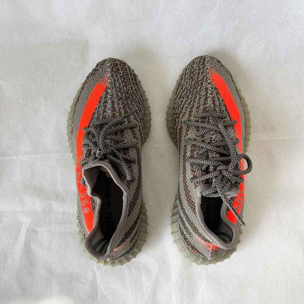 Yeezy x Adidas Grey Cotton Knit Boost 350 V2 Non-Reflective Sneakers - BOPF