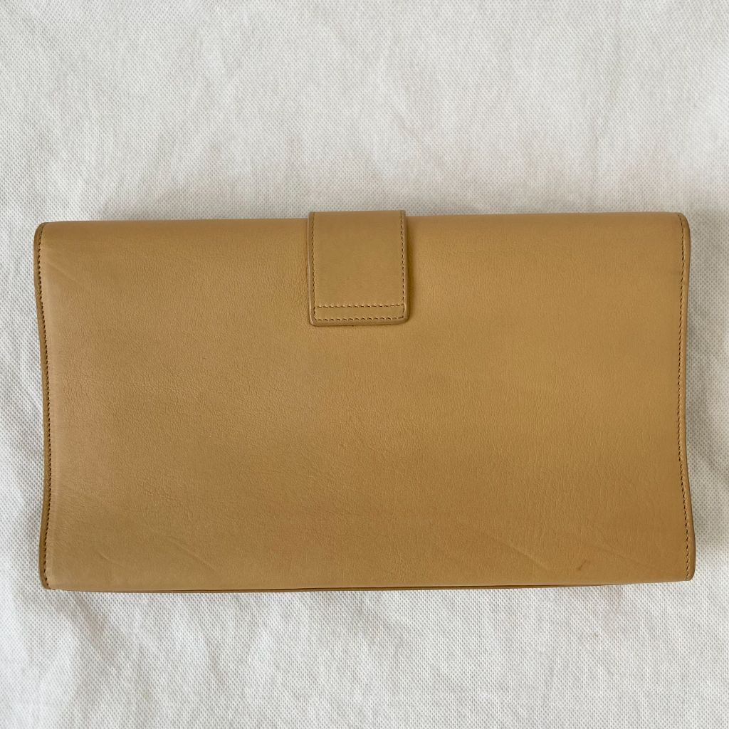 Yves Saint Laurent Nude Calfskin Leather Ligne Y Clutch Bag - BOPF | Business of Preloved Fashion