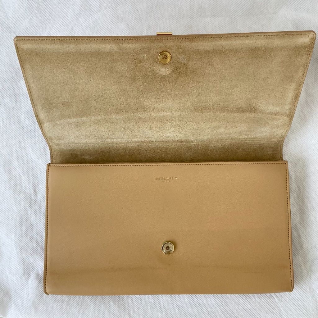 Yves Saint Laurent Nude Calfskin Leather Ligne Y Clutch Bag - BOPF | Business of Preloved Fashion