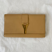 Yves Saint Laurent Nude Calfskin Leather Ligne Y Clutch Bag - BOPF | Business of Preloved Fashion