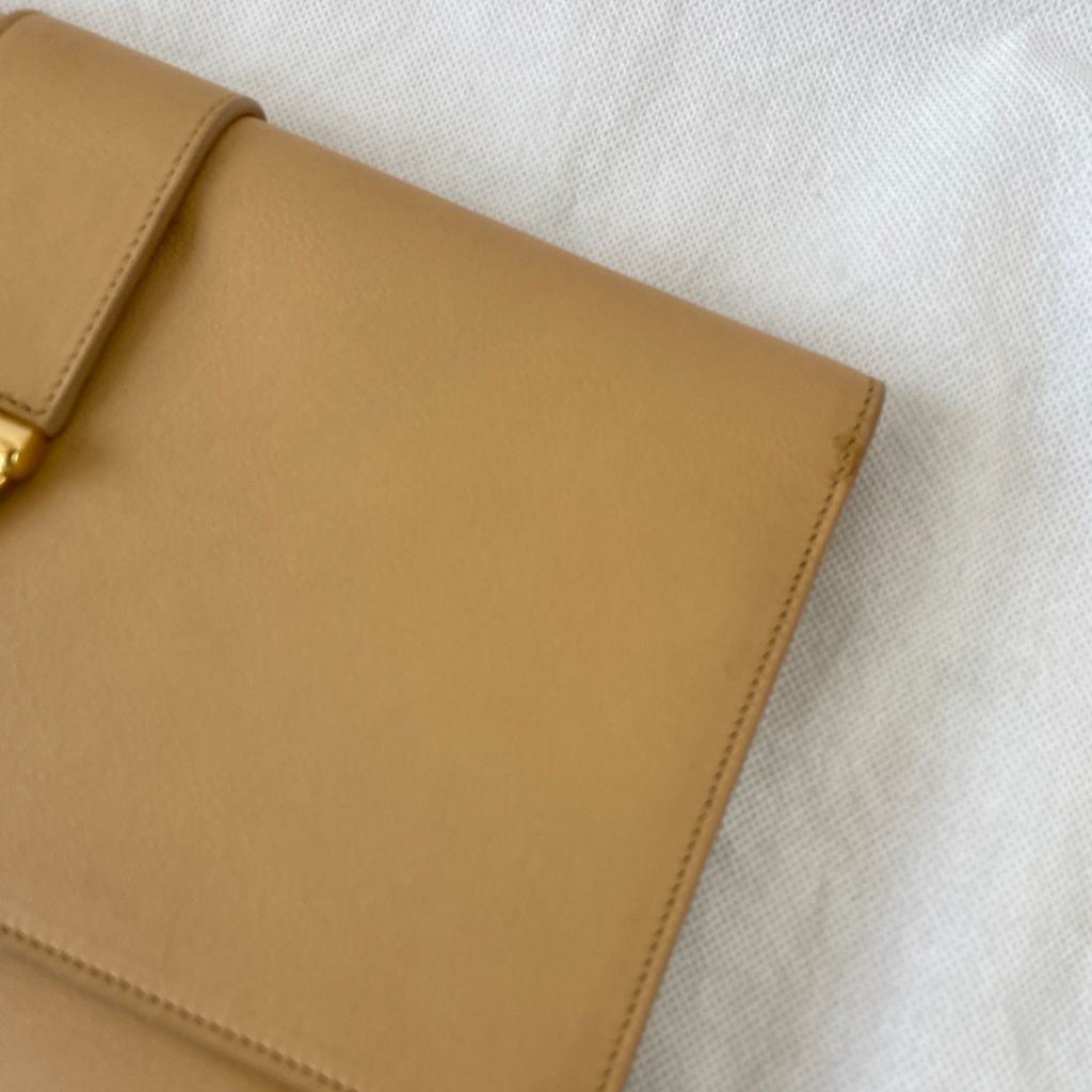 Yves Saint Laurent Nude Calfskin Leather Ligne Y Clutch Bag - BOPF | Business of Preloved Fashion