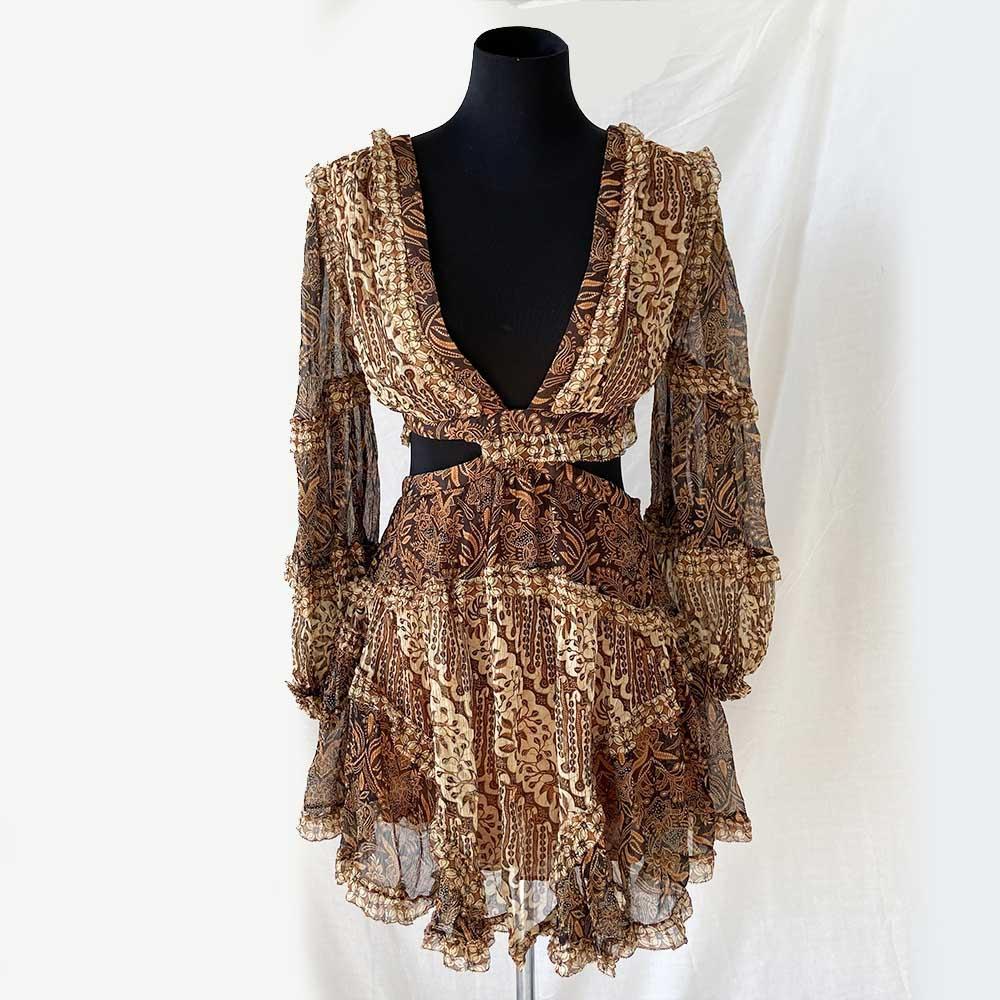 Zimmerman Brown Printed Mini Dress - BOPF | Business of Preloved Fashion