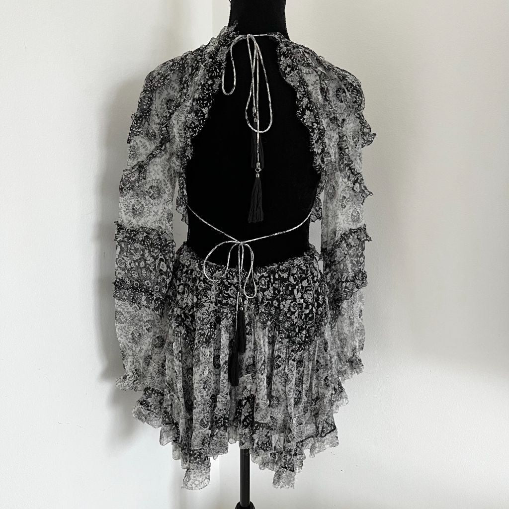 Zimmermann black and white printed cut out open back dress - BOPF