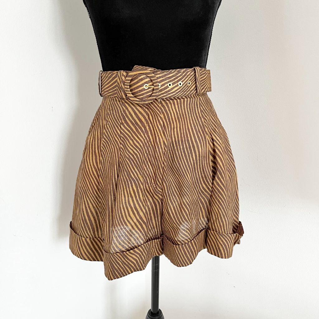Zimmermann zebra print linen high-waist shorts - BOPF | Business of Preloved Fashion