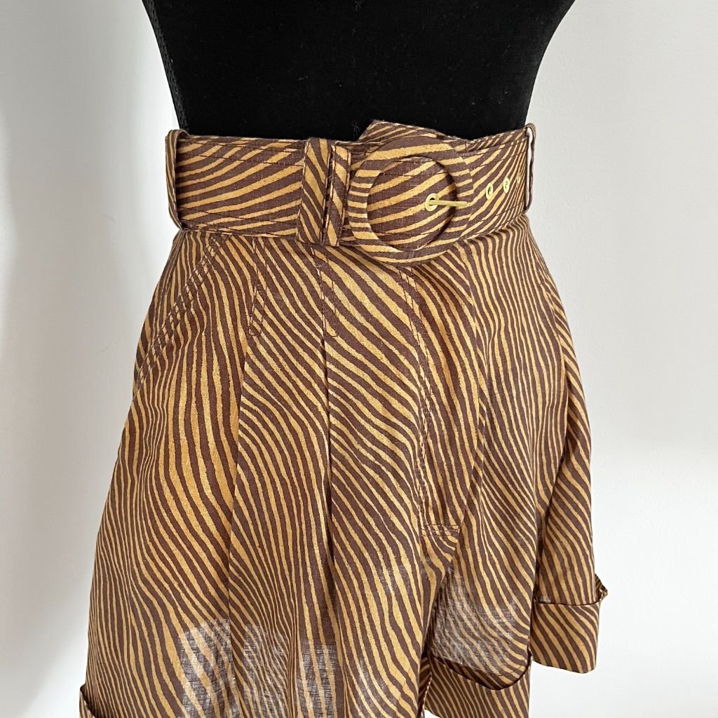 Zimmermann zebra print linen high-waist shorts - BOPF | Business of Preloved Fashion